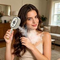 Rechargeable Steam Brush for Hair Detangling Comb with Oil Measuring Cup Straightener for Smoothing Curly Thick Hair Women Use raudona