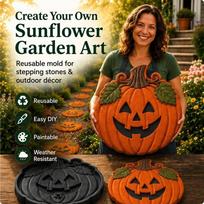 Reusable Pumpkin Stepping Stone Mold Pumpkin Shape DIY Cement Mold Halloween Concrete Mold  Garden Style-B gray