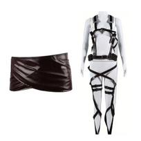 Japonijos Attack on Titan apsiaustas Shingeki No Kyojin Žvalgybos Legiono Cosplay Kostiumas Anime Cosplay 3 VNT Pilnas Rinkinys XXL black