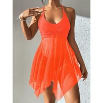 Seksualus bikini komplektas maudymosi kostiumas moterims Tankini Monokini Dvieilė maudymosi suknelė Moteris Paplūdimio drabužiai Maudymosi kostiumai Juodas maudymosi kostiumas 2XL oranžinė