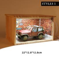 1:32 1:43 Car 1:18 1:18 Motorbikes Garage Model Solid Wood Car Parking Space Model Storage Decoration Parking Lot brown