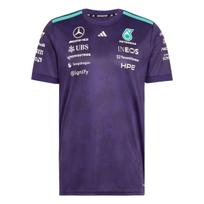 Vyriški Adidas MERCEDES-AMG Racing marškinėliai Vyriški Tamsiai violetiniai apvalia iškirpte Vidutinio dydžio XL blue