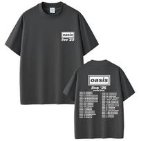 O-Oasis Live 25 Tour Marškinėliai Vyrams Moterims Gotikiniai Derliaus Viršutinė dalis Marškinėliai Vyriški Aukštos Kokybės Trumpomis Rankovėmis Marškinėliai#Spalva(8) XXXXL juoda