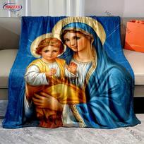 Mergelės Marijos Malda Mesti pledas Namams Miegamajam Sofai Iškylai Kelionei Biurui Poilsio uždangalas Nuostabios dovanos šeimai draugams 75x90cm brown