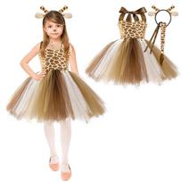 New Tutu Skirt Set Children's Clothing Animal Cos Elk Halloween Clothing Little Cat Mesh Girls' Dress School Performance Dress 6T beige