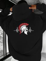 Spartan Helmet Graphic hoodie - Black with Red Accent - Heavy-Duty Hooded Sweatshirt for Gym XXXL black