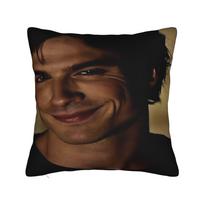 The Vampire Diaries Damon Salvatore TV Series Pillow Case Custom Pillow Cover For Sofa Home Decoration Retro Trendy Pillowcases 30x30cm 12x12in black