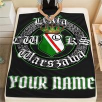 1PC Custom Name Legia Warszawa Patterned Flannel Blanket Suitable For All Seasons for Home Decor Warmth and Comfort Gifts Holiday Present 80cmx120cm gray