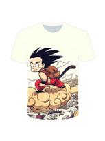 Vasarinis 3D spausdintas marškinėlis Anime personažas Son Goku Super Saiyan marškinėlis Berniukui Vaikų drabužiai Marškinėlis 130 beige