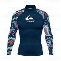 Mens Quick Dry Rash Guard Long Sleeve Surf Shirt UV Protection Swimwear Water Sports L blue