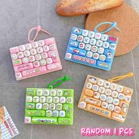 . Sale-26 Keys Keyboard Shaped Fidget Toy Keychain Cartoon Stress Relief Decompression Bag Pendant Creative Decorative Gift white