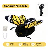 Smart Sensing Flapping Butterfly Cat Toy Gravity Flapping Butterfly Insect Cat Self Pleasure Toy Automatic Cat Teasing Stick Toy yellow