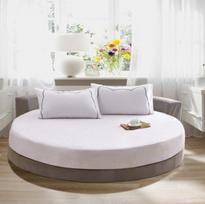 100% medvilnės paklodė su guma apvaliam čiužiniui Madinga Romantiška Vienspalvis raštas Lovos užtiesalas Apvalaus čiužinio užvalkalas Lovatiesė 2pcs pillowcase gray