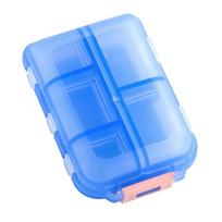 Portable Medicine Box Waterproof Seal Moisture Proof Independent Small Grid Pill Container Storage Tablets 10 Cells mėlyna