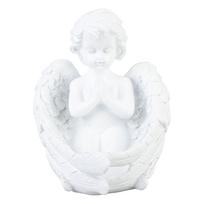 Žvakidės ornamentas Mielas vintažinis besimeldžiančios figūrėlės stalo statulėlė svetainei, prieškambariui white