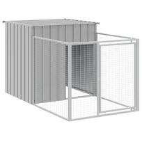 Dog Kennel with Run Light Grey 110 x 201 x 110 cm Galvanized Steel