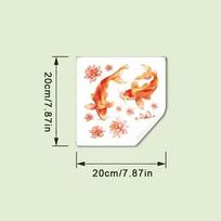 Feng Shui Luminous Koi Fish Glass Stickers for Bathroom Washbasin Waterproof Removable Decals for Toilet Wall white