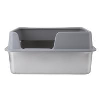 Stainless Steel Litter Pan   Proof Large Open Top High Side Litter Pan with Scoop gray