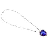Blue Love Heart Pendant Necklace Love Necklace Elegant Fashion Necklace Valentine s Day Gift white