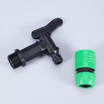 IBC Tote S60*6 Garden Faucet & Nozzle Connector for Rain Barrel Black Without Threads + Hose Connector black