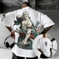 One Piece Anime Roronoa Zoro Printed T shirt Men's and Women's T shirt Men's Top Sports T shirt Men's T shirt Summer 2026 New 140 white