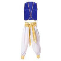 Vyriškas Arabų Princas Kostiumas Rinkinys Berankovis Nertas Apdailos Liemenė Elastingas Juosmuo Dėmėtas Kelnės Cosplay Apranga 3XL red