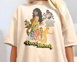 vintage Foxy Brown V1 Natural T Shirt and kids shirt movie poster retro vintage Cotton Men's Women's gift present 150 beige