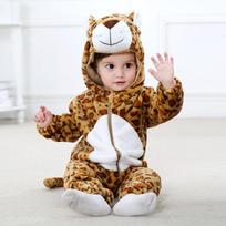 Kūdikio Kombinezonai Kigurumi Gyvūnas Leopardas, Haskis, Žirafa Cosplay Su Gobtuvu Šilti Pižaminiai Drabužiai Mažiems Berniukams Mergaitėms Naujagimių Miego Drabužiai Pižamos Drabužiai 90 brown