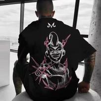 New Anime Dragon Ball Majin Buu Printed Short Sleeve T shirt Men's and Women's T shirt Men's Top Sports T shirt Harajuku Y2K Tee 150 black