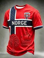 Norvegijos nacionalinės futbolo rinktinės marškinėliai vyrams ir moterims, trumparankoviai, skandinaviško vikingų stiliaus, laisvalaikio futbolo marškinėliai rungtynėms, kasdieniam dėvėjimui gatvėje 3XL black