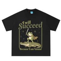 I Will Succeed Because I Am Insane Frog Crocodile Funny Meme Tshirt Unisex Unisex Hiphop Tshirts Casual Cotton Fashion Tshirts 4XL gray