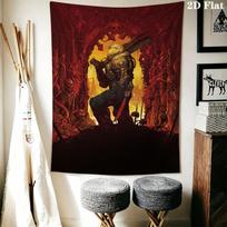 DOOM The Dark Ages Wall Tapestry Aesthetic Wall Hanging Printed Fabric Blanket Decorative Tapestries for Bedroom Living Room Home Decor 100cm x 150cm brown