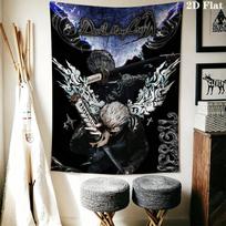 Devil May Cry Wall Tapestry Aesthetic Wall Hanging Printed Fabric Blanket Decorative Tapestries for Bedroom Living Room Home Decor 100cm x 150cm gray