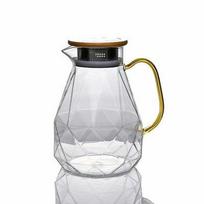 1.5L Diamond Texture Glass Teapot Set Hot Cold Water Water Jug Transparent Coffee Pot Home Water Carafe Heat-resistant Teapot white