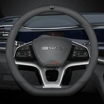 Leather Car Steering Wheel Cover for BYD Seal U dmi Song plus Yuan Pro Dolphin Mini Tang EV 2023 2024 2025 2026 Accessories black