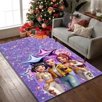 [Kpop Demon Hunters Printed Carpet] Non-slip Office Rug, Cozy Area Carprt for Living Room Use, Soft Home Sofa Chair Mat 80cmx120cm black