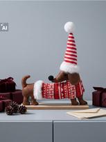 Sinsay - Pastatoma kalėdinė dekoracija – taksas su megztiniu ir kepure - multicolor