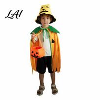 Unisex Pumpkin Outfit Halloween Poncho Costume for Kids Adults Soft Durable Events Cape Party Outfits Masquerade Cosplay Stage Performance Holiday orange