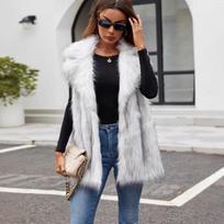 Dirbtinio kailio paltai Moteriškos liemenės Paltai Atverčiama apykaklė Striukės Liemenė-paltai Stori Šilti Y2k Gatvės stilius Elegantiškas Atviras raštas Ruduo Žiema S black