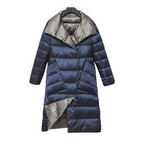 Dvipusis ilga pūkinė striukė pavasario rudens ruduo baltos spalvos ančių pūkelių šiltas parkas Juodas Auksas Pilka Šviesiai mėlyna Žalia Balta S-5XL XXL tamsiai mėlyna spalva