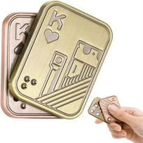 Metal Finger Spinner Toy - Metal Poker Card Pushing Finger Slider Stress Relief Toy, Coin Tapping Touch, Gift For Office Desk beige