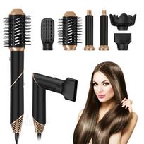 6 In1 Hair Dryer Curling Iron Straightener Hair Brush Electric Hairdryer Folding Styling Comb Multi Hair Styler Hair Care EU black