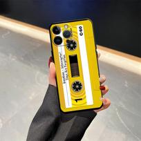 Retro Cassette Tape Case for iPhone XS Max 7 8 13 12 11 17 Pro Max 15 16 14 Plus 17Air XR Black Soft Phone Cover iPhone XS yellow