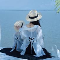 Dopamine Mother-Daughter Chiffon Beach Dress for Summer Seaside Vacation in Hainan Sanya Child 140cm gray