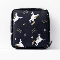 Animacinis higieninių paketų laikymo maišelis Storas kelioninis higieninių įklotų laikymo maišelis Higieninių įklotų maišelis Unicorn black