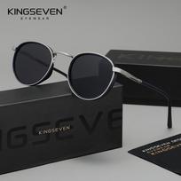 KINGSEVEN Originalūs kasdieniai apvalaus rėmelio akiniai nuo saulės vyrams poliarizuoti UV400 apsauga prabangūs retro mados moterims vairavimui žvejybai black