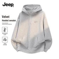 JEEP Men's Fleece-Lined Hooded Half-Zip Sweatshirt XL viržių pilka spalva