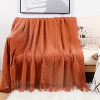 Minkštos megztos pledai sofai, Boho dekoratyvinis lengvas austas megztas lovos pledas, Jaukus ir šiltas nertas pledas rudeniui, sodybos stiliaus 127*172CM(tassels)