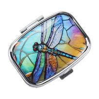 Small Pill Box 2 Compartment Decorative Medicine Holder Portable Pill Container for Vitamins Fish Oil Supplements Pill Containe gray