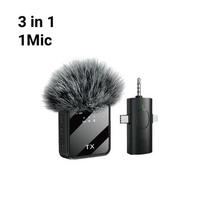 3-in-1 belaidžiai klipso mikrofonai su apsauga nuo vėjo Mini mikrofonas garso ir vaizdo įrašymui, tiesioginėms transliacijoms iOS Android